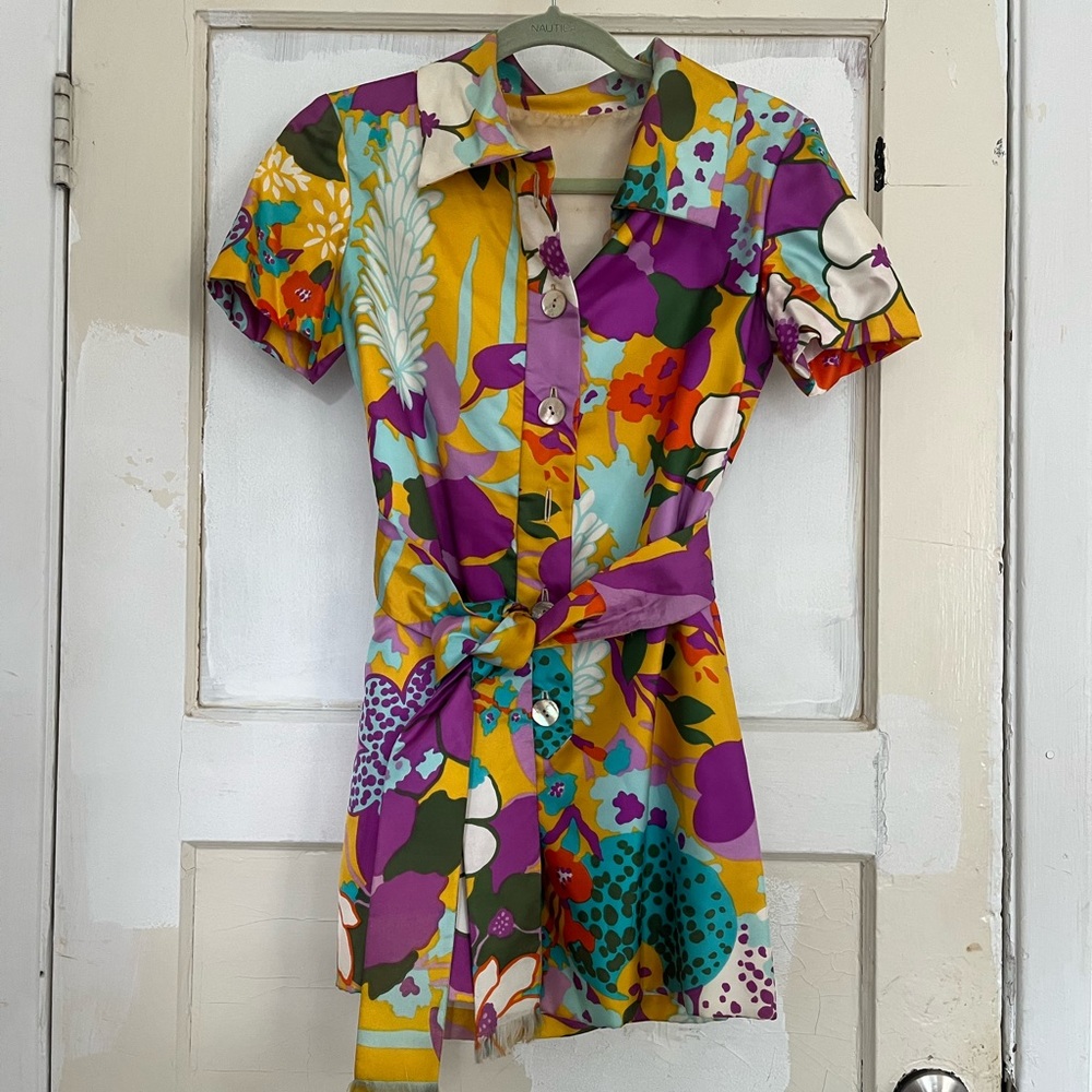 Extremely rare retro authentic vintage silk mini disco dress